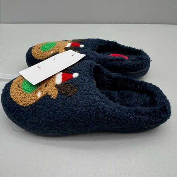 Slippers Kids 4-5 Holiday Reindeer Cozy Fuzzy Teddy Sherpa Lounge Fun Playful - Picture 3 of 8